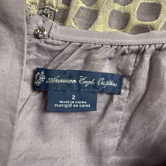 American Eagle Outfitters Strapless Portobello Gold Metallic Mini Dress Size 2 - Picture 3 of 8